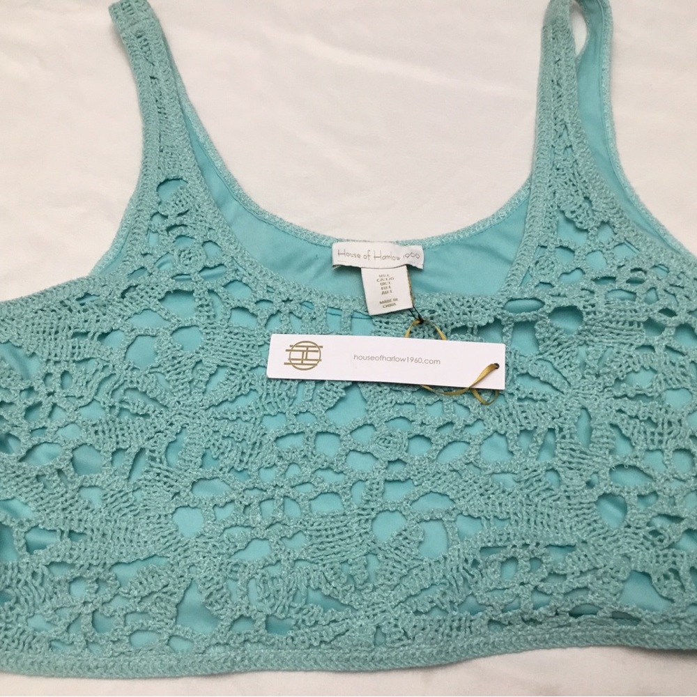House of Harlow 1960 Aqua Crochet Maxi Dress - Picture 10 of 14